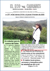 Imagen de la portada del Eco Nº 271 donde Maria Jesús Godoy nos señala la cuenca del Sales
