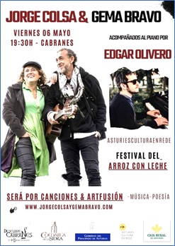 Cartel de la actuación de Gema Bravo&Jorge Colsa (y con Edgar Olivero al piano).