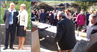 Junto a Julián Huerta, en la fiesta de Santa Lucía de 2016. Con su esposa, Orfelina, en Covadonga, el 23 de julio de 2016. | Fotos: EL ECO Archivo y Laureano Corrales Pérez